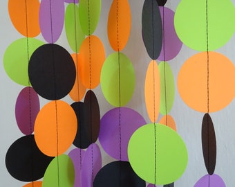 Birthday Party Paper Garland - Spooky - Black, Orange, Green and Purple - Halloween Party