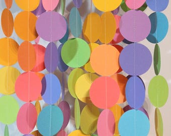Birthday Party Paper Garland - 12 Color Rainbow - 10 foot long