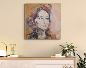Único original / Alice / 100 x 100 cm / Retrato original en acrílico de Kiki Spring