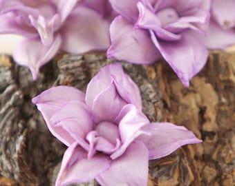 Lavender Star Magnolia Sola Flowers - SET OF 10 , Lavander Flowers, Wood Sola Flowers, Magnolia Sola, Balsa Wood, DIY flowers for crafting