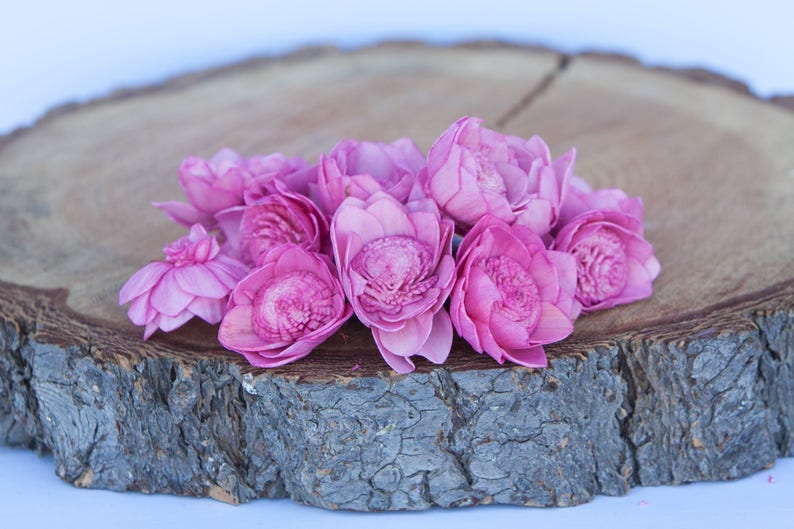Camelia Sola Hot Pink Camellia Sola Flowers- SET OF 10 Hot Pink Sola Flowers Wedding DIY Crafting Flowers Wood Sola Flowers
