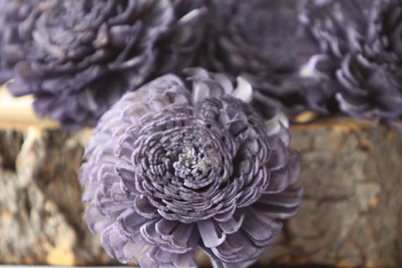 Navy Blue Large Chorki Sola Flowers - Set of 20