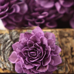 Purple Dahlia Sola Flowers - Set of 10, Folded Sola FLowers, Sola Flowers, Wood Sola Flowers, Balsa Wood Flowers, Craft Flowers