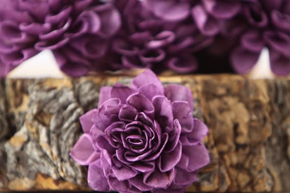 Purple Dahlia Sola Flowers - Set of 10, Folded Sola FLowers, Sola Flowers, Wood Sola Flowers, Balsa Wood Flowers, Craft Flowers