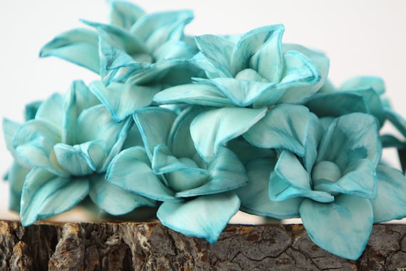 Teal Star Magnolia Sola Flowers - SET OF 10 , Sola Flowers, teal craft flowers, DIY flowers