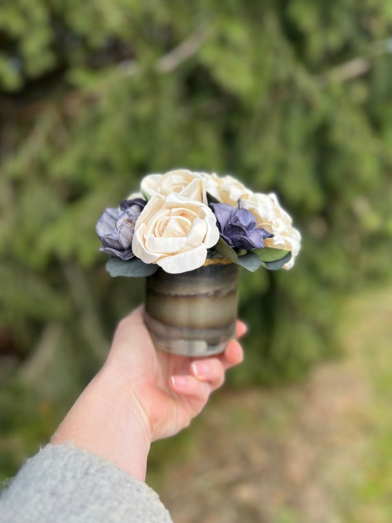 Navy Blue and Ivory Sola Flower Arrangement