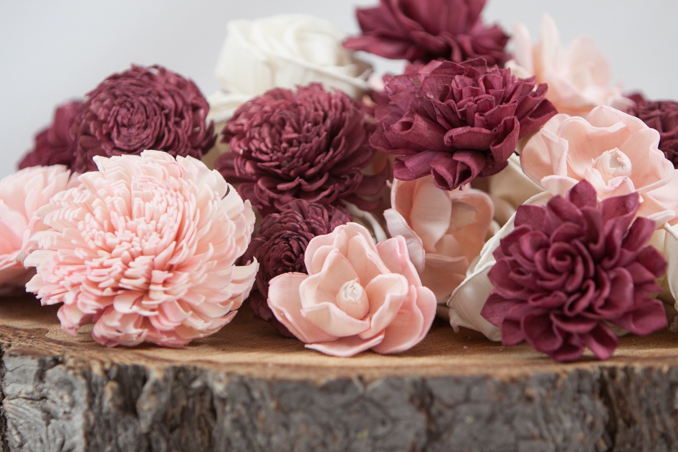 Burgundy and Blush Pink Sola Flower Mix Available in sets of Etsy