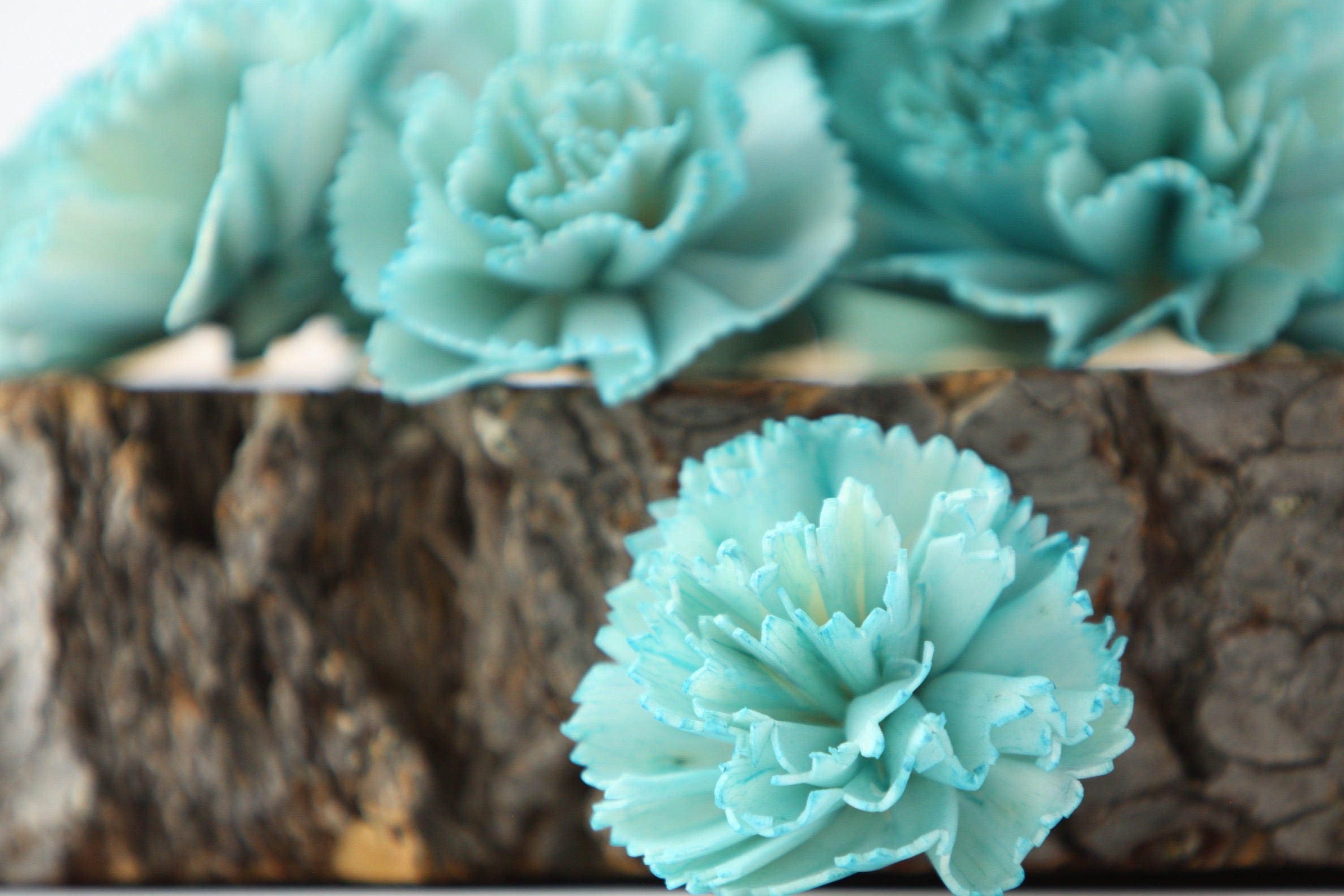 Teal Carnation Sola Flowers SET OF 10 , Sola Flowers, Teal Wood Sola