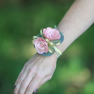Mauve Pink Maria Rose Gold Rhinestone Cuff
