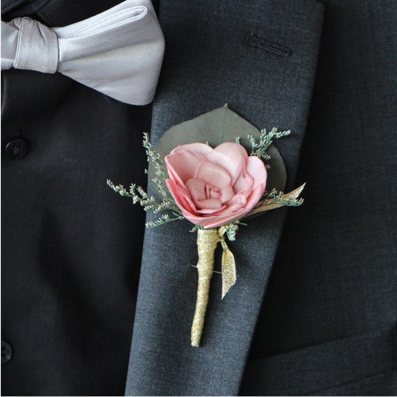 Mauve Maria Rose Keepsake Pin On Boutonniere, Customizable