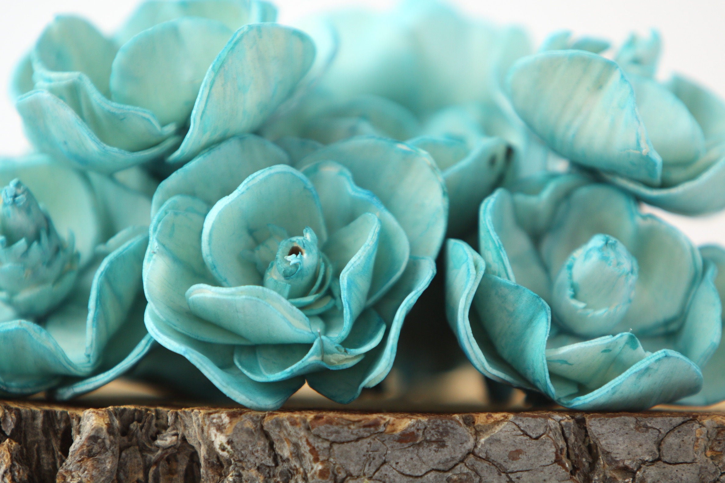 Teal Sola Magnolia Flowers- SET OF 10 , Teal Sola Flowers, Teal Wood ...