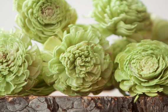 Green Chorki Sola Flowers - SET OF 10 , Green Chorki, Sola, Wood Sola Flowers, Chorki Sola, Balsa Wood Flowers, Wedding DIY, Craft Flowers
