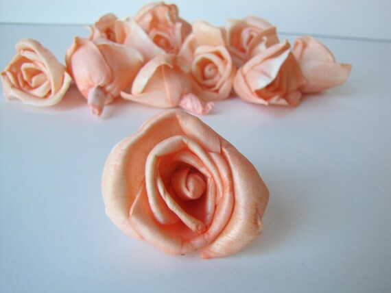 Peach Miniature Rose Sola Flowers - Set of 15