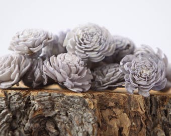 Grey Mini Chorki Flowers - Set of 15 , gray mini chorki sola flowers, sola flowers, balsa wood flowers, balsa wood sola flowers