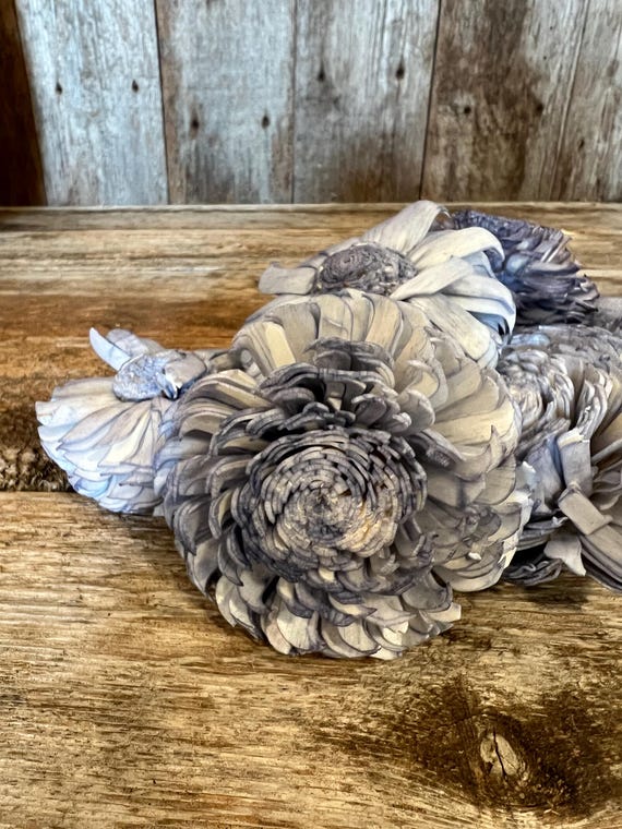 Steel Blue/Grey Large Chorki Sola Flowers - Set of 30