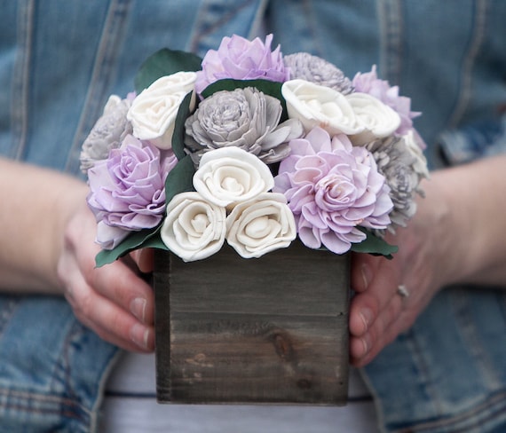 Lavender, Grey and Ivory Sola Flower Arrangement