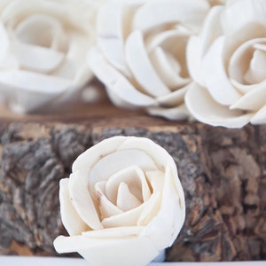 Folded Rose Sola Flowers - SET OF 10 , Sola Flowers, Wood Sola Flowers, Balsa Wood Flowers