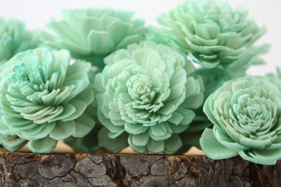 Mint Belly Sola Flowers - SET OF 10 ,Balsa Wood Sola Flowers For Crafts