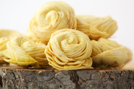 Mustard Yellow Sola Shell Flowers - SET OF 10 , Mustard Yellow Sola Flowers, Wood Sola Flowers, Balsa Wood Flowers, Wedding DIY