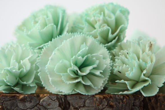 Mint Carnation Sola Flowers - SET OF 10 , Sola Flowers, Wood Sola Flowers, Carnation Sola, Balsa Wood Flowers, Wedding DIY, Craft Flowers