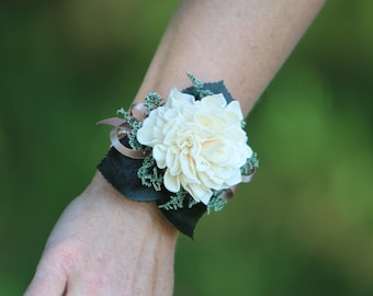 Dahlia Rhinestone Cuff Keepsake Wrist Corsage, Customizable