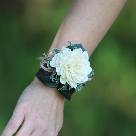 Dahlia Rhinestone Cuff Keepsake Wrist Corsage, Customizable