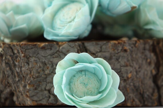 Turquoise Blue Camellia Sola Flowers- SET OF 100