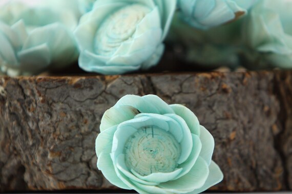 Turquoise Blue Camellia Sola Flowers- SET OF 10