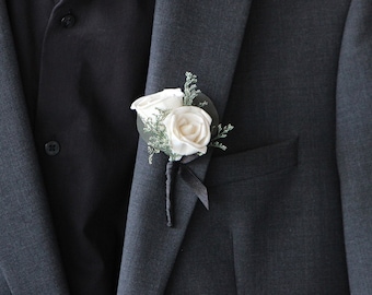 Mini Roses Keepsake Pin On Boutonniere, Customizable