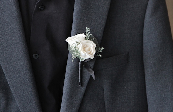 Mini Roses Keepsake Pin On Boutonniere, Customizable