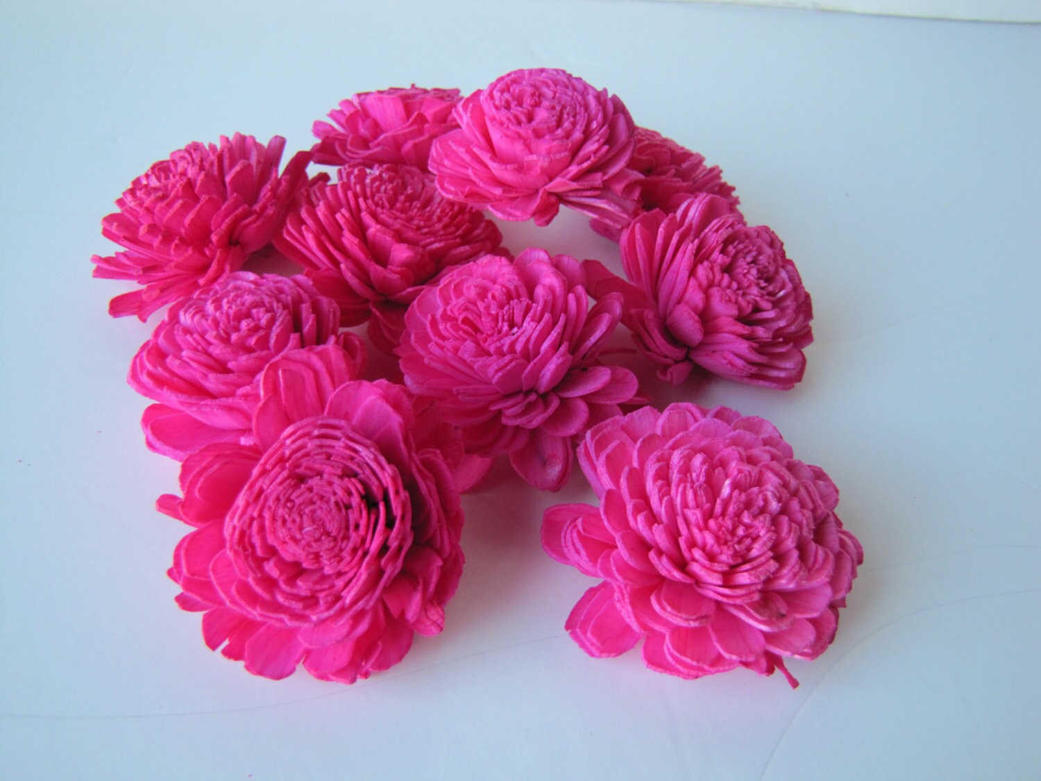 SALE Hot Pink Belly Sola Flowers SET OF 10 , Bright Pink Flowers, Wood Sola Flowers, Belli