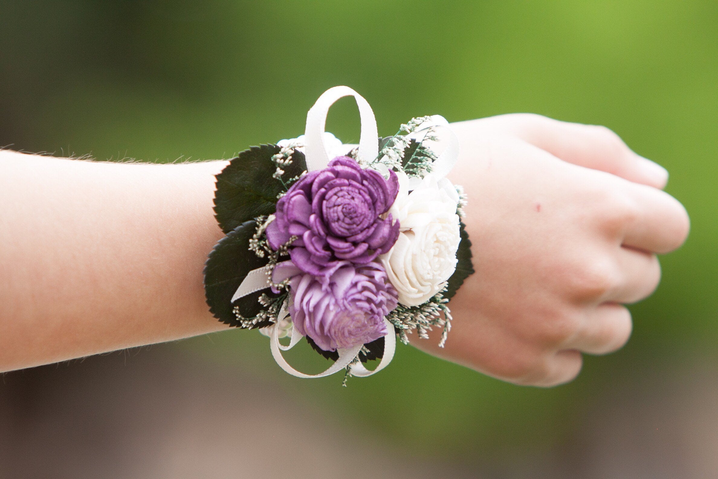 Girls Purple Sola Flower Wristlet Corsage