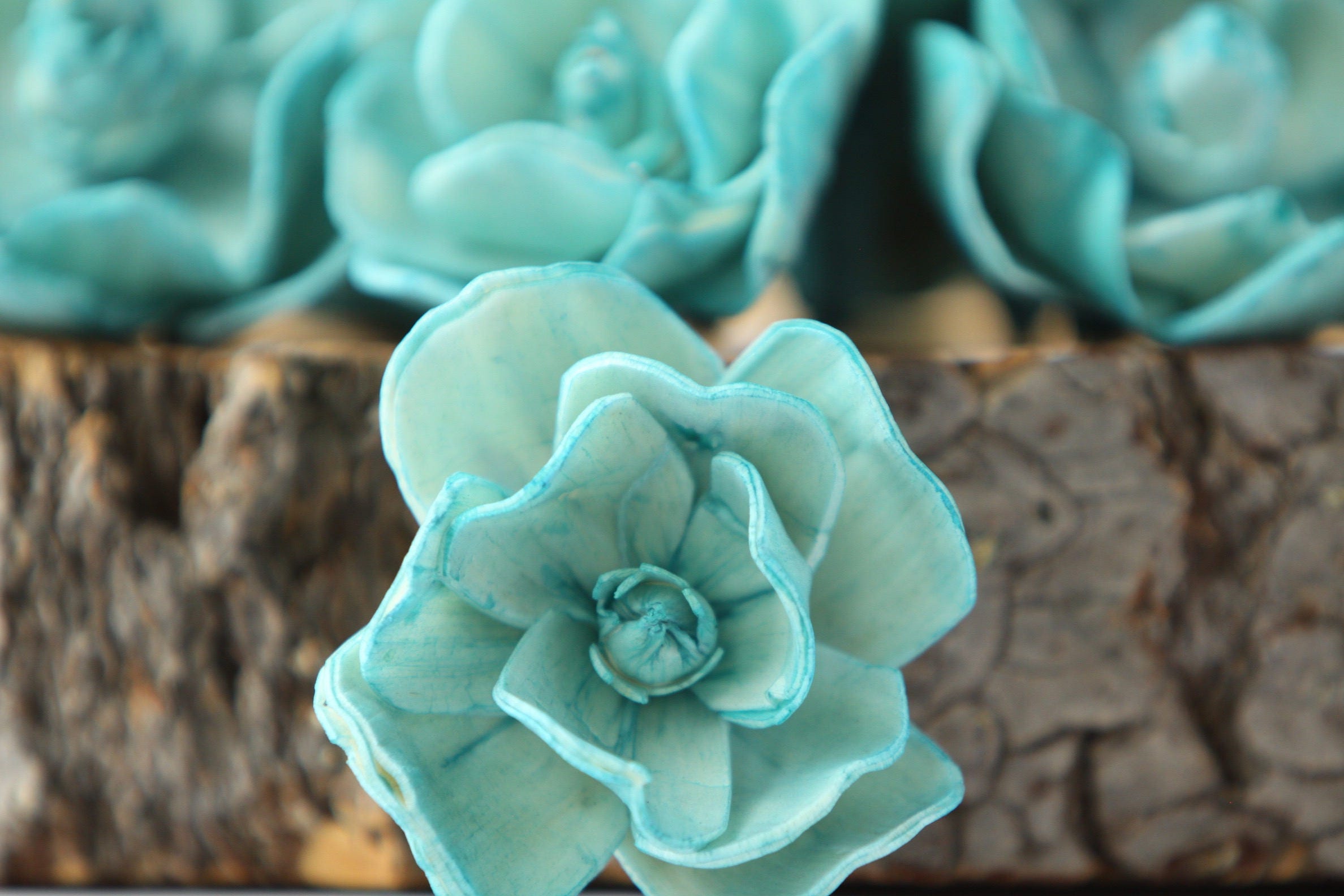 Teal Sola Magnolia Flowers- SET OF 10 , Teal Sola Flowers, Teal Wood ...