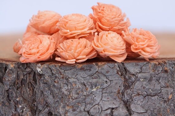 Peach Mini Chorki Flowers - Set of 15 , peach mini chorki sola flowers, sola flowers, balsa wood flowers, balsa wood sola flowers, flowers