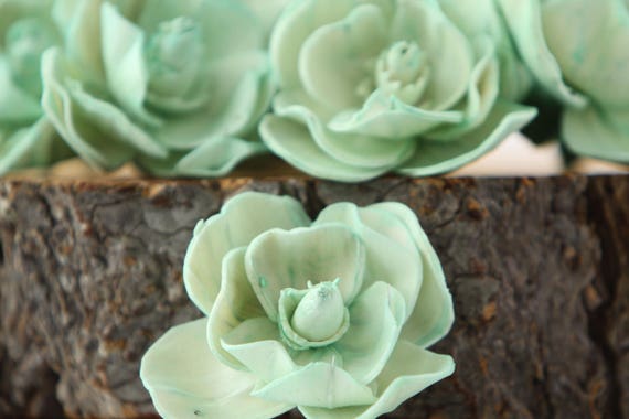 Mint Sola Magnolia Flowers- SET OF 10 , Mint Sola Flowers, Mint Wood Sola Flowers, Magnolia Sola, Balsa Wood Flowers, Mint Flowers