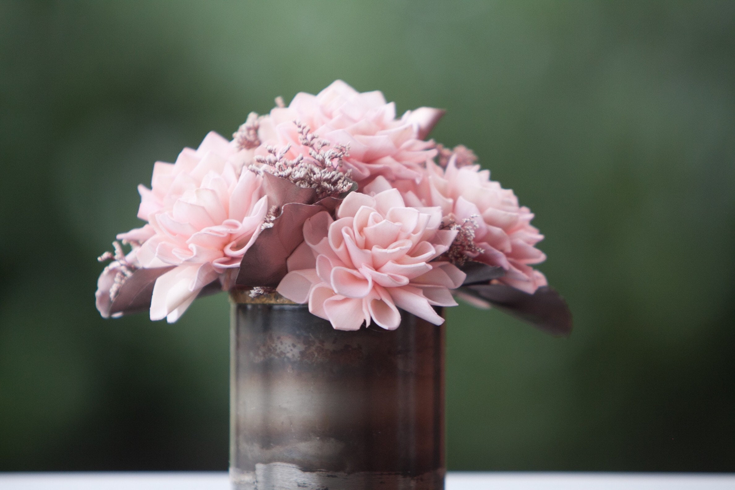 Blush Pink and Rose Gold Sola Flower Arrangement Keepsake Flowers
