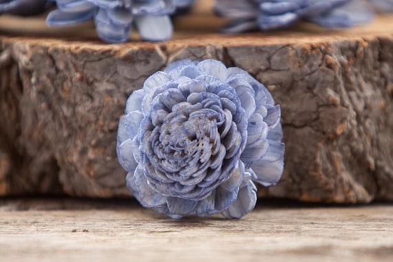 Steele Blue Belly Sola Flowers - SET OF 10 , Steel Blue Sola Flowers, Wood Sola Flowers, Belli Sola, Balsa Wood Flowers, Bali Flowers