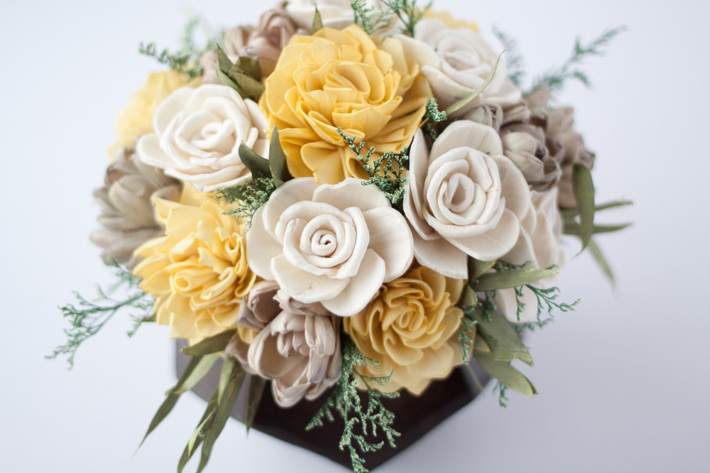 Mustard Yellow Keepsake Sola Flower Arrangement - Ships ...