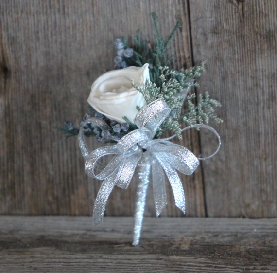 Blueberry Juniper + Mini Rose Keepsake Pin On Corsage, Customizable