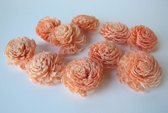 Peach Chorki Sola Flowers - SET OF 10 , Peach Chorki, Sola, Wood Sola Flowers, Chorki Sola, Balsa Wood Flowers, Wedding DIY, Craft Flower