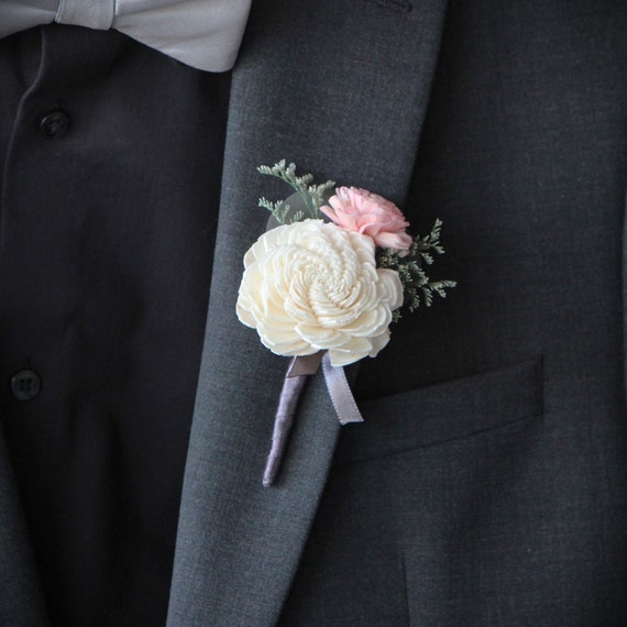 Traditional Keepsake Ivory and Lavender Pin On Boutonniere - Customizable