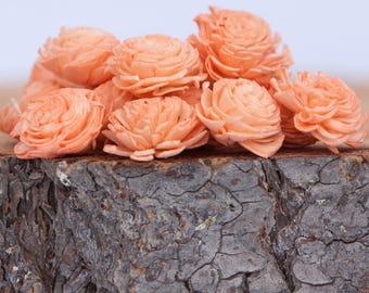 Coral Mini Chorki Flowers - Set of 15 , coral mini chorki sola flowers, sola flowers, balsa wood flowers, balsa wood sola flowers