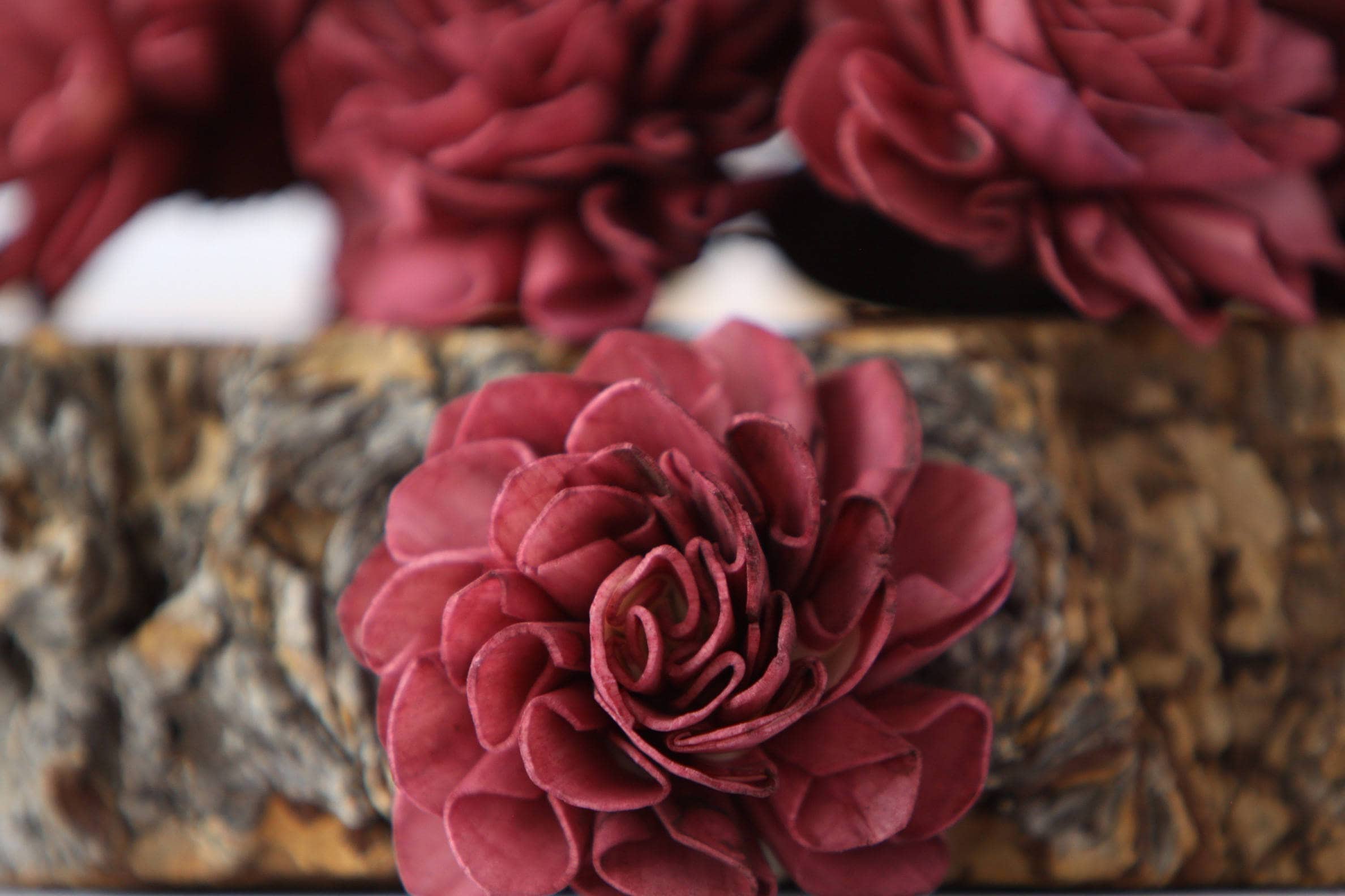 Burgundy Dahlia Sola Flowers Set of 10, Wine Sola Flowers, Wood Sola