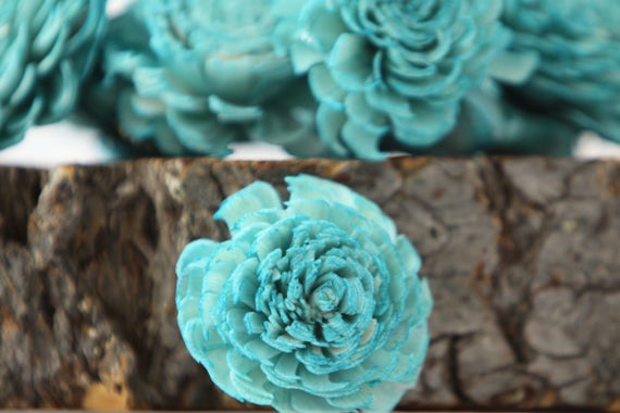 Teal Chorki Sola Flowers - SET OF 10 , Chorki, Sola, Wood Sola Flowers, Chorki Sola, Balsa Wood Flowers, Wedding DIY, Flowers for Crafting