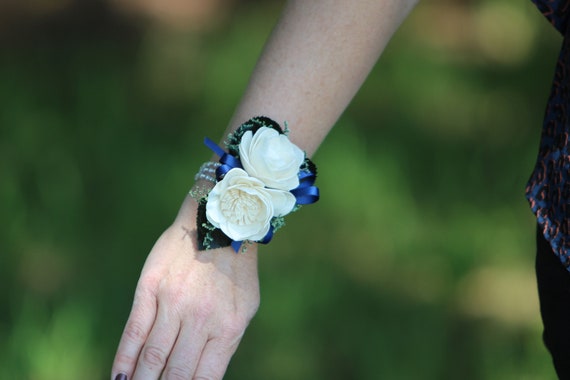 Camelia + Rose Leaves Sola Flower Wrist Corsage - Customizable