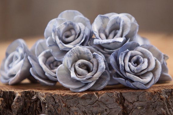 Steele Blue Marhia Rose Sola Flowers - Set of 10