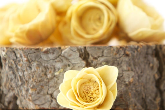 Mustard Yellow Camellia Sola Flowers- SET OF 10