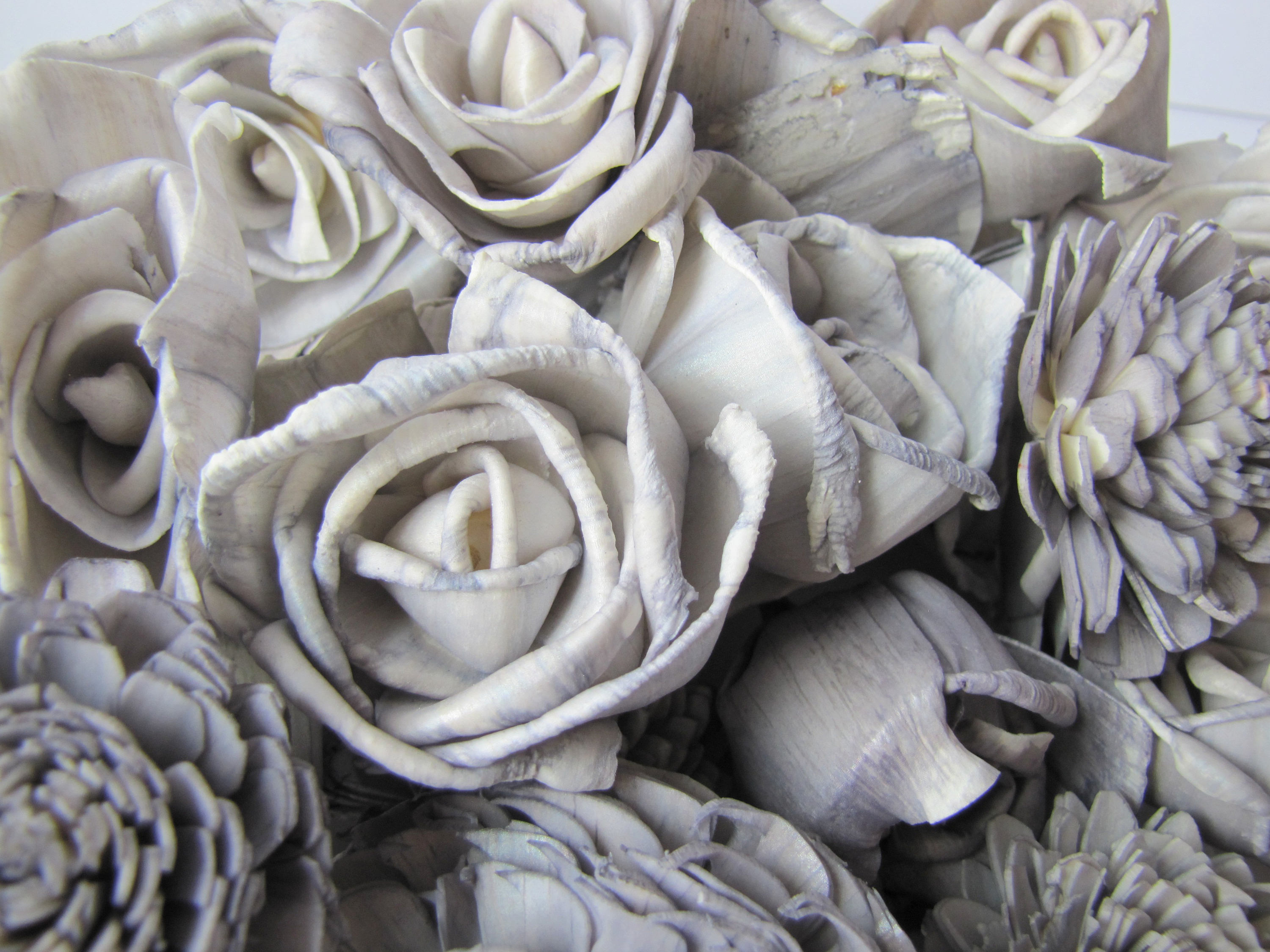 CLEARANCE Assorted Grey Sola Flowers Lot of 70 grey sola flowers