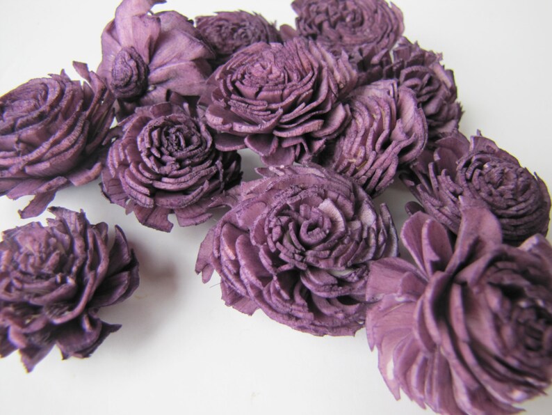 balsa wood flowers Set of 15 sola flowers balsa wood sola flowers Eggplant mini chorki sola flowers Eggplant Mini Chorki Flowers
