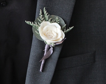 Maria Rose Keepsake Pin On Boutonniere, Customizable